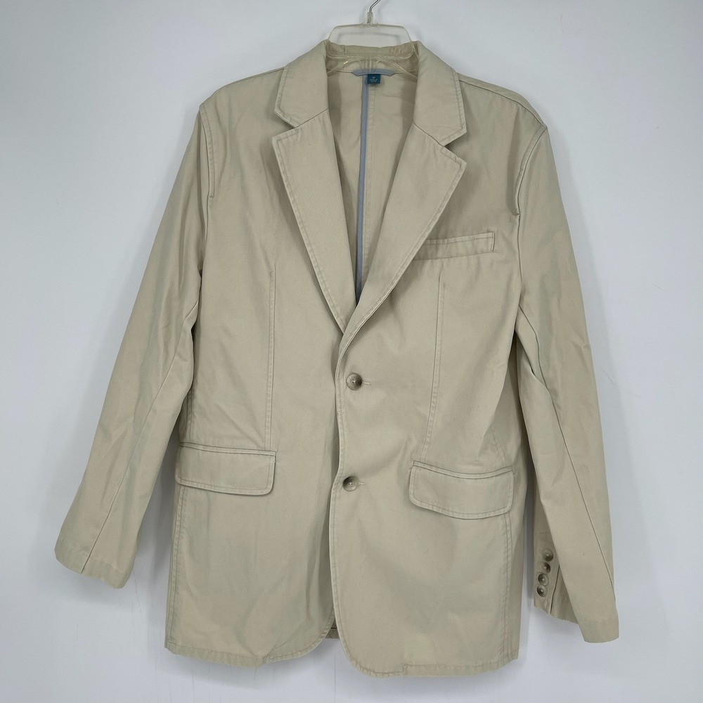 Breakwater Men's Beige Cotton Twill Two-Button Blazer Sport Coat Size Medium